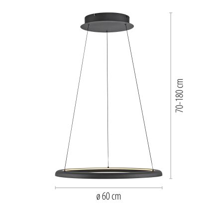 Schöner Wohnen 15570-18 - QUILLO LED dimmējama pakaramā lustra ar trosi, LED 36W, 230V, Ø 60 cm, melna