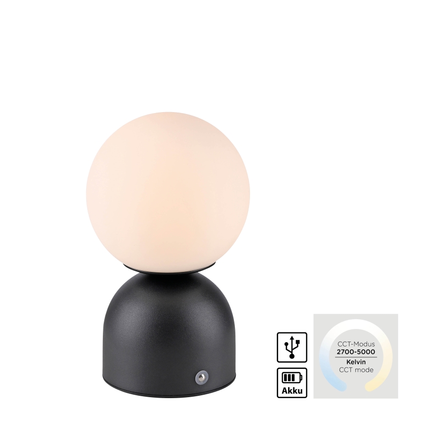 Schöner Wohnen 19218-18 - LED dimējama skārienjūtīga uzlādējama galda lampa RUDI LED/1,2W/5V 3000-6000K 1200 mAh melna