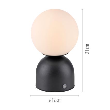 Schöner Wohnen 19218-18 - LED dimējama skārienjūtīga uzlādējama galda lampa RUDI LED/1,2W/5V 3000-6000K 1200 mAh melna