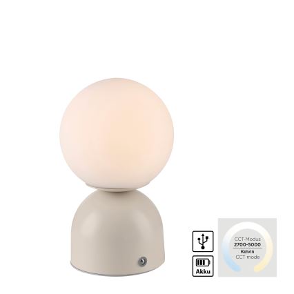 Schöner Wohnen 19218-39 - LED ar regulējamu spilgtumu un skārienkontroli, uzlādējama galda lampa RUDI LED/1,2W/5V 3000-6000K 1200 mAh pelēka