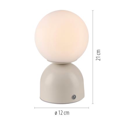 Schöner Wohnen 19218-39 - LED ar regulējamu spilgtumu un skārienkontroli, uzlādējama galda lampa RUDI LED/1,2W/5V 3000-6000K 1200 mAh pelēka