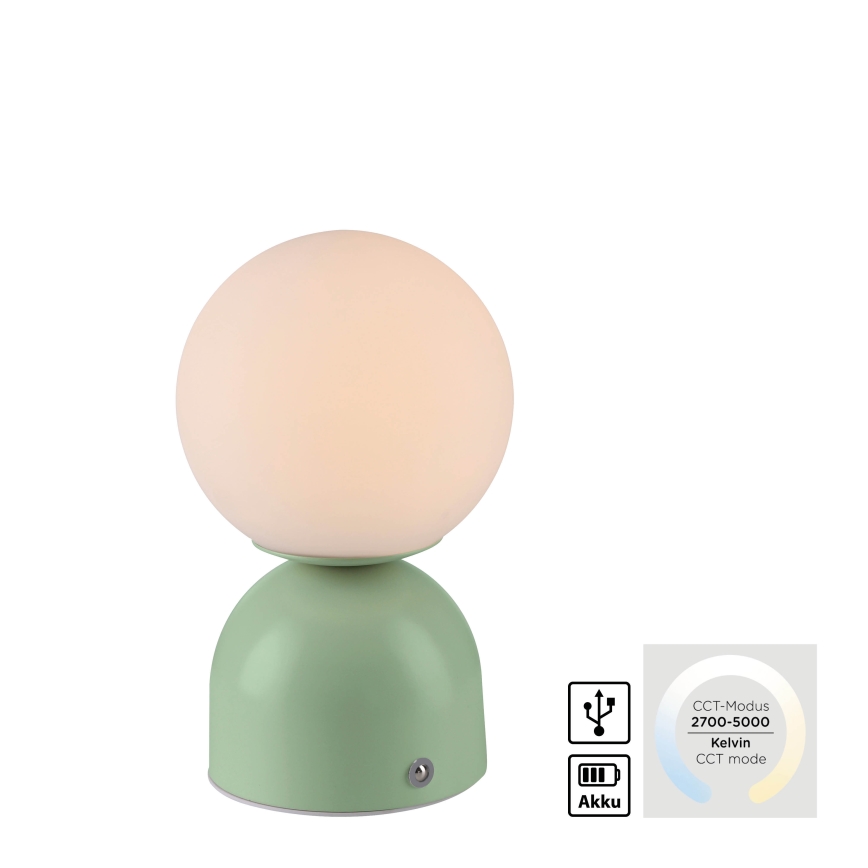 Schöner Wohnen 19218-43 - RUDI uzlādējama skārienjutīga LED galda lampa ar regulējamu spilgtumu, LED/1,2W/5V 3000-6000K 1200 mAh, zaļa