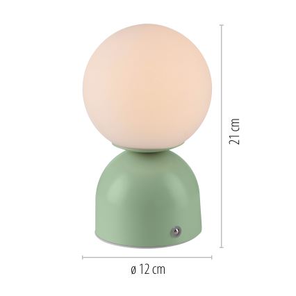 Schöner Wohnen 19218-43 - RUDI uzlādējama skārienjutīga LED galda lampa ar regulējamu spilgtumu, LED/1,2W/5V 3000-6000K 1200 mAh, zaļa