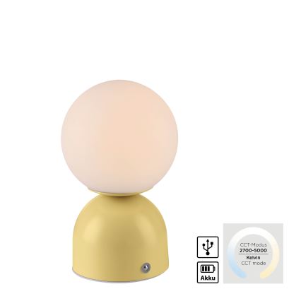 Schöner Wohnen 19218-81 - LED dimējama skārienvadāma uzlādējamā galda lampa RUDI LED/1,2W/5V 3000-6000K 1200 mAh dzeltena