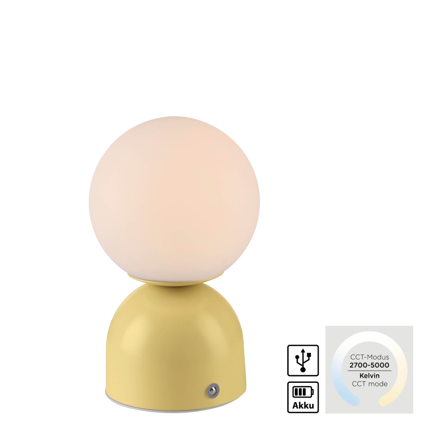 Schöner Wohnen 19218-81 - LED dimējama skārienvadāma uzlādējamā galda lampa RUDI LED/1,2W/5V 3000-6000K 1200 mAh dzeltena