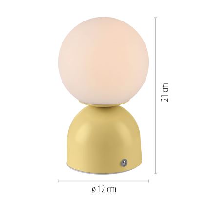 Schöner Wohnen 19218-81 - LED dimējama skārienvadāma uzlādējamā galda lampa RUDI LED/1,2W/5V 3000-6000K 1200 mAh dzeltena