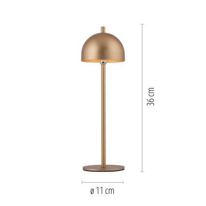 Schöner Wohnen 19244-12 - LED ar iespēju regulēt spilgtumu, skārienvadāma, uzlādējama galda lampa ārā lietošanai BELLIS LED/2,5W/5V 2600 mAh IP54 zelta