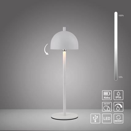 Schöner Wohnen 19244-16 - LED dimējama ar skārienvadību un uzlādējama āra galda lampa BELLIS LED/2,5W/5V 2600 mAh IP54 balta
