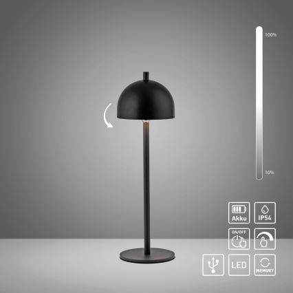 Schöner Wohnen 19244-18 - LED ar regulējamu spilgtumu, skārienvadāma uzlādējama āra galda lampa BELLIS LED/2,5W/5V 2600 mAh IP54 melna