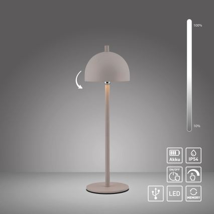 Schöner Wohnen 19244-39 - LED ar pieskārienu regulējama uzlādējama āra galda lampa BELLIS LED/2,5W/5V 2600 mAh IP54 pelēka