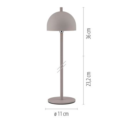 Schöner Wohnen 19244-39 - LED ar pieskārienu regulējama uzlādējama āra galda lampa BELLIS LED/2,5W/5V 2600 mAh IP54 pelēka