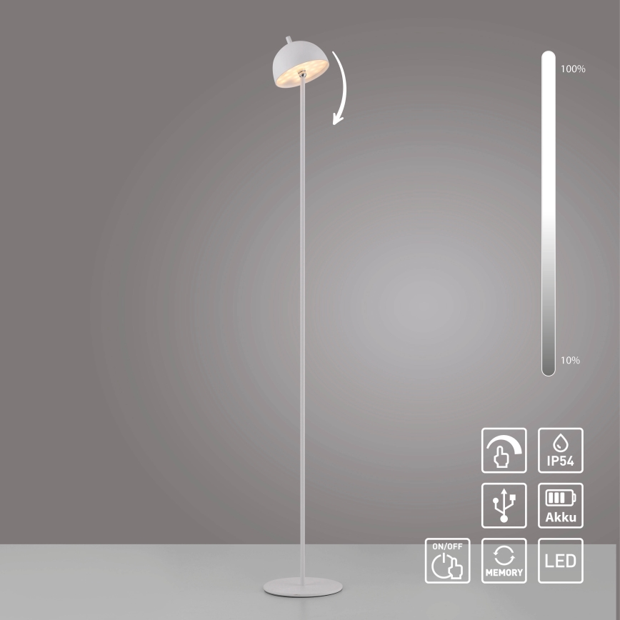 Schöner Wohnen 19245-16 - LED regulējama skārienjutīga uzlādējamā āra stāvlampa BELLIS LED/2,5W/5V 2600 mAh IP54 balta