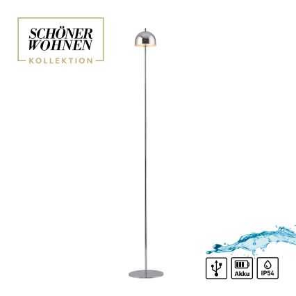 Schöner Wohnen 19245-17 - BELLIS āra LED stāvlampa, skārienjūtīga un regulējama, uzlādējama, LED/2,5W/5V 2600 mAh IP54, spīdīgs hroms