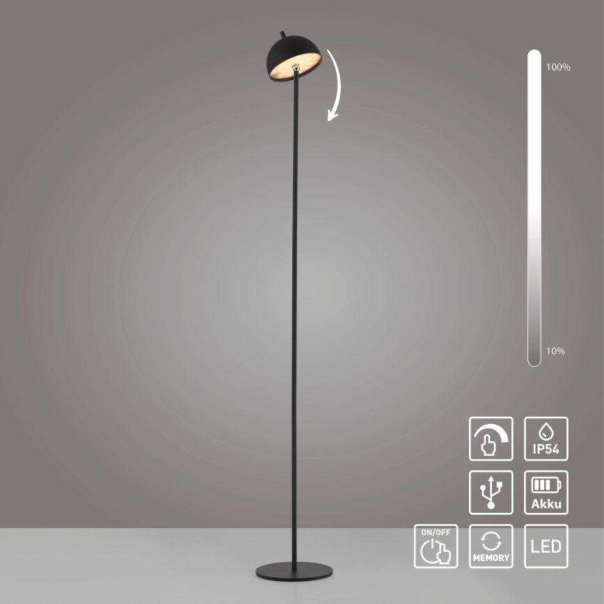 Schöner Wohnen 19245-18 - LED skārienvadāma, ar regulējamu spilgtumu, uzlādējama āra stāvlampa BELLIS LED/2,5W/5V 2600 mAh IP54 melna