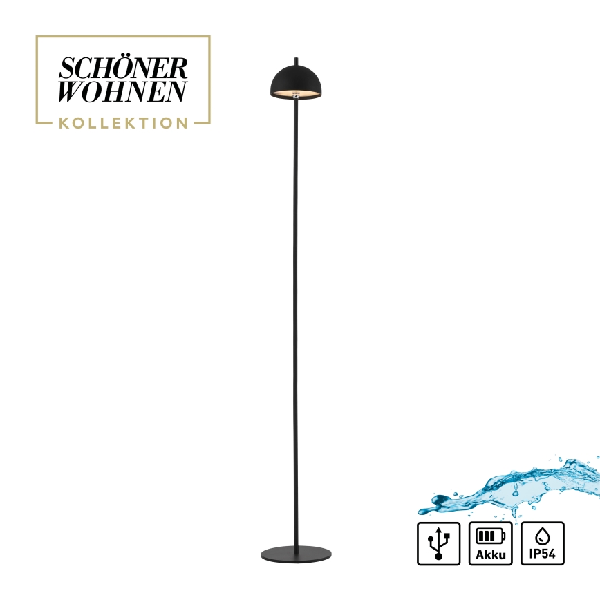 Schöner Wohnen 19245-18 - LED skārienvadāma, ar regulējamu spilgtumu, uzlādējama āra stāvlampa BELLIS LED/2,5W/5V 2600 mAh IP54 melna
