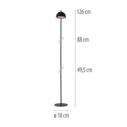 Schöner Wohnen 19245-18 - LED skārienvadāma, ar regulējamu spilgtumu, uzlādējama āra stāvlampa BELLIS LED/2,5W/5V 2600 mAh IP54 melna