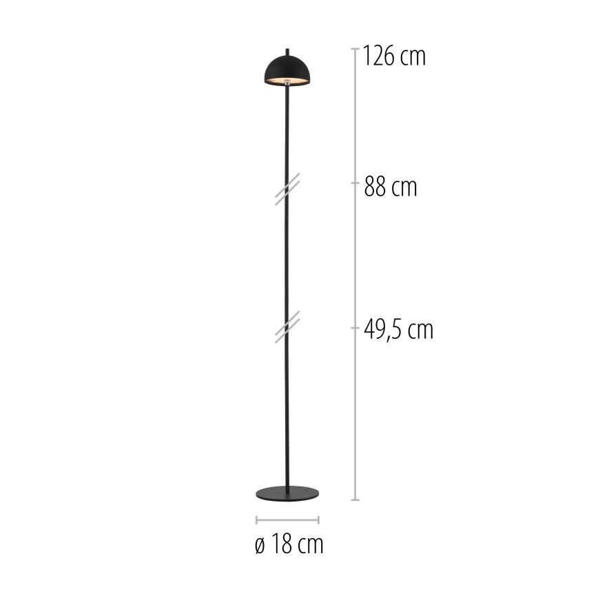 Schöner Wohnen 19245-18 - LED skārienvadāma, ar regulējamu spilgtumu, uzlādējama āra stāvlampa BELLIS LED/2,5W/5V 2600 mAh IP54 melna