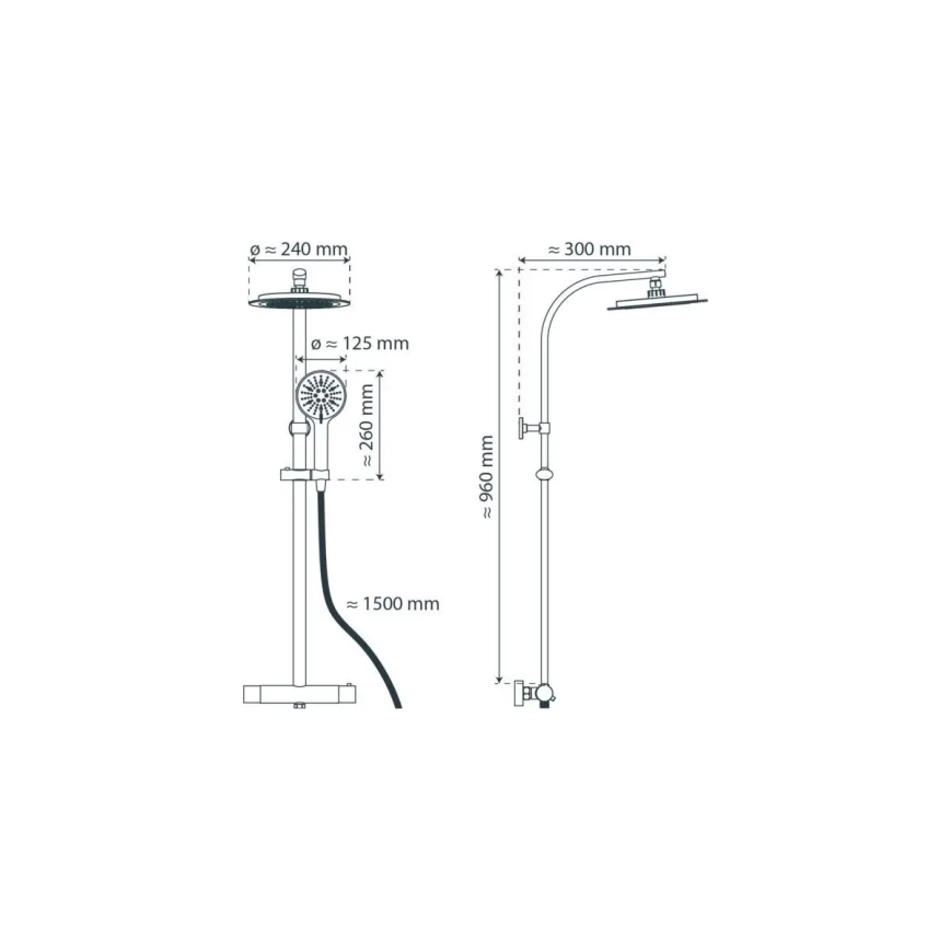 Schütte 60076 - dušas komplekts ar termostata jaucējkrānu MADURA FRESH, melns