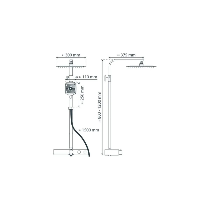Schütte 60530 - Dušas komplekts ar termostata jaucējkrānu OCEAN, pulēts hroms