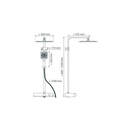 Schütte 60531 - Dušas komplekts ar termostatisko jaucējkrānu OCEAN spīdīgs hroms/antracīts