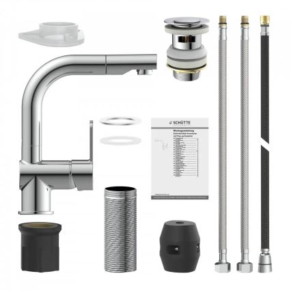 Schütte 79710 - Izlietnes jaucējkrāns ar izvelkamu izsmidzinātāju LONDON, spīdīgs hroms