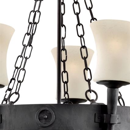 Searchlight - Lustra uz ķēdes CARTWHEEL 5xE27/60W/230V melna