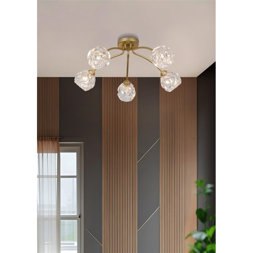 Searchlight - Pie griestiem piestiprināma lustra ASTRAL 5xG9/33W/230V zeltaina