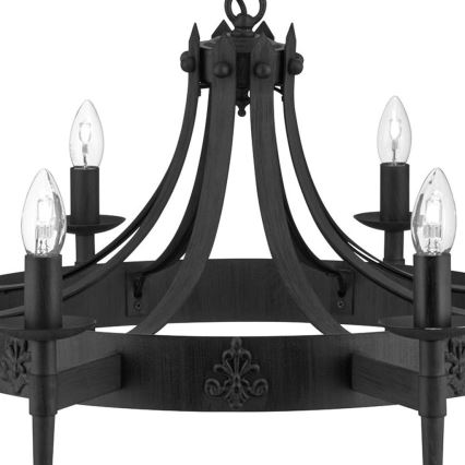 Searchlight - lustra ar ķēdi CARTWHEEL, 8xE14/60W/230V, melna