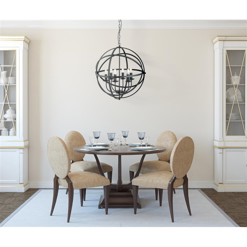 Searchlight - Lustra ar ķēdi ORBIT 6xE14/60W/230V melna