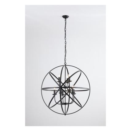 Searchlight - Lustra uz ķēdes ORBIT 8xE14/60W/230V melna