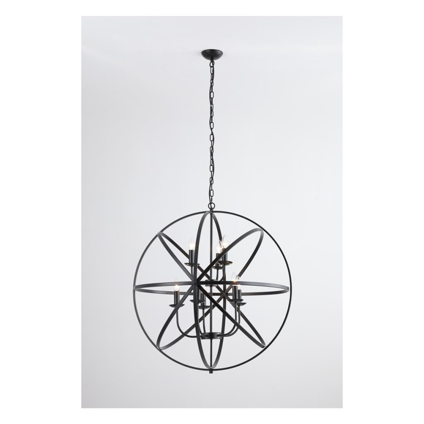 Searchlight - Lustra uz ķēdes ORBIT 8xE14/60W/230V melna