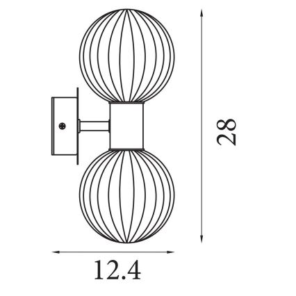 Searchlight - Sienas gaismeklis LUMINSPHERE 2xG9/7W/230V misiņš