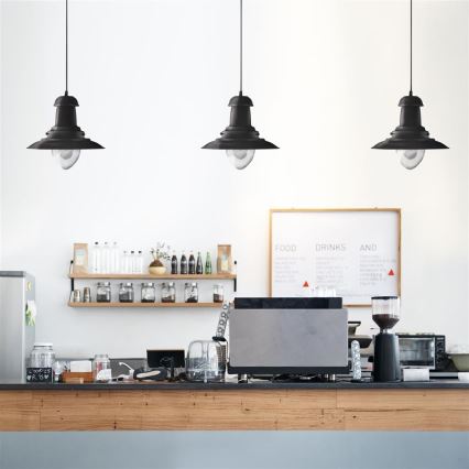 Searchlight - Pakaramais lustrs FISHERMAN 1xE27/60W/230V melns