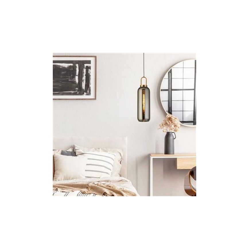 Searchlight - Lustra ar auklu PIPETTE 1xE27/60W/230V spīdīga