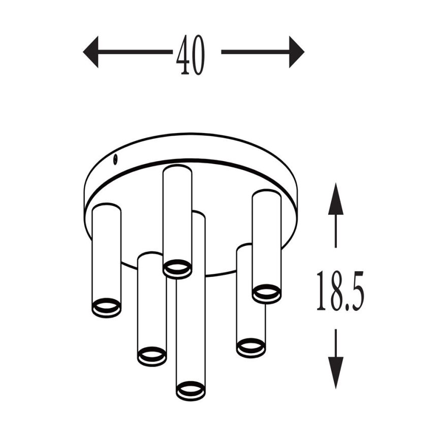 Searchlight - griestu gaismeklis TUBES, 6x GU10 (10 W), 230 V, Ø 40 cm