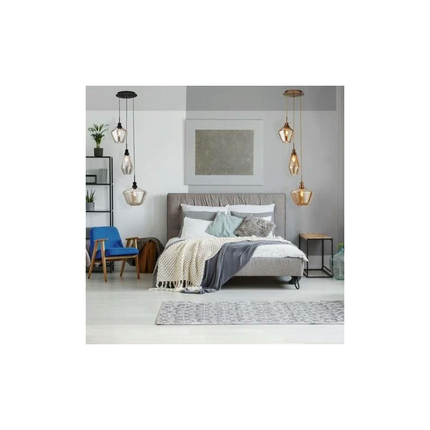 Searchlight - Lustra ar auklu MIA 3xE27/60W/230V melna