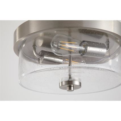 Searchlight - Griestu lampa vannas istabai PRESTON, 2x E27/60W/230V, IP44, Ø 33 cm, sudraba