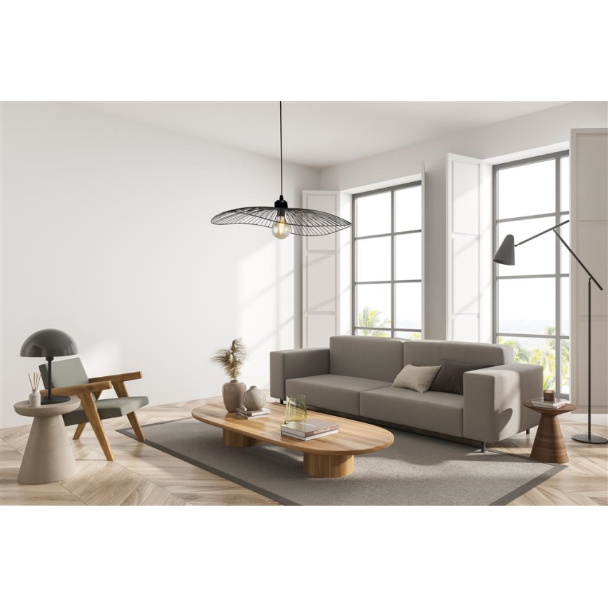 Searchlight - Lustra ar auklu WAVE 1xE27/60W/230V melna