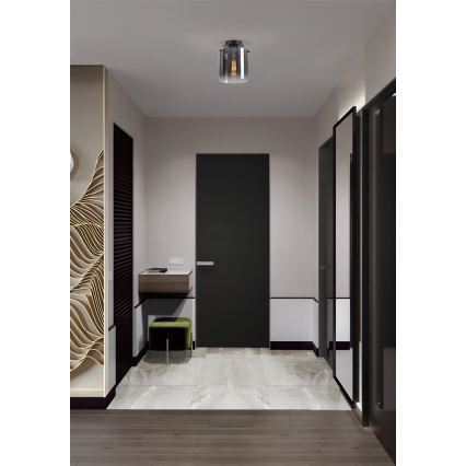Searchlight - Griestu gaismeklis SWEDEN 1xE27/60W/230V Ø 22 cm melna/dūmaina