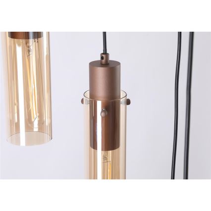 Searchlight - Pakaramais gaismeklis uz kabeļa SWEDEN 8xE27/60W/230V brūns/dūmakains