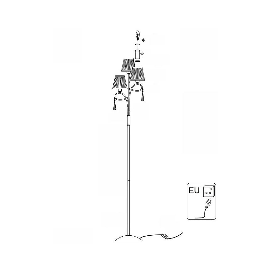 Searchlight - Grīdas stāvlampa SIMPLICITY 3xE14/60W/230V spīdīgi hromēts