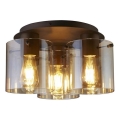 Searchlight - Griestu gaismeklis SWEDEN 3xE27/60W/230V Ø 39 cm brūns/dūmains