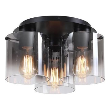 Searchlight - Griestu gaismeklis SWEDEN 3xE27/60W/230V Ø 39 cm melns/dūmots