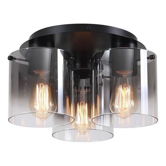 Searchlight - Griestu gaismeklis SWEDEN 3xE27/60W/230V Ø 39 cm melns/dūmots