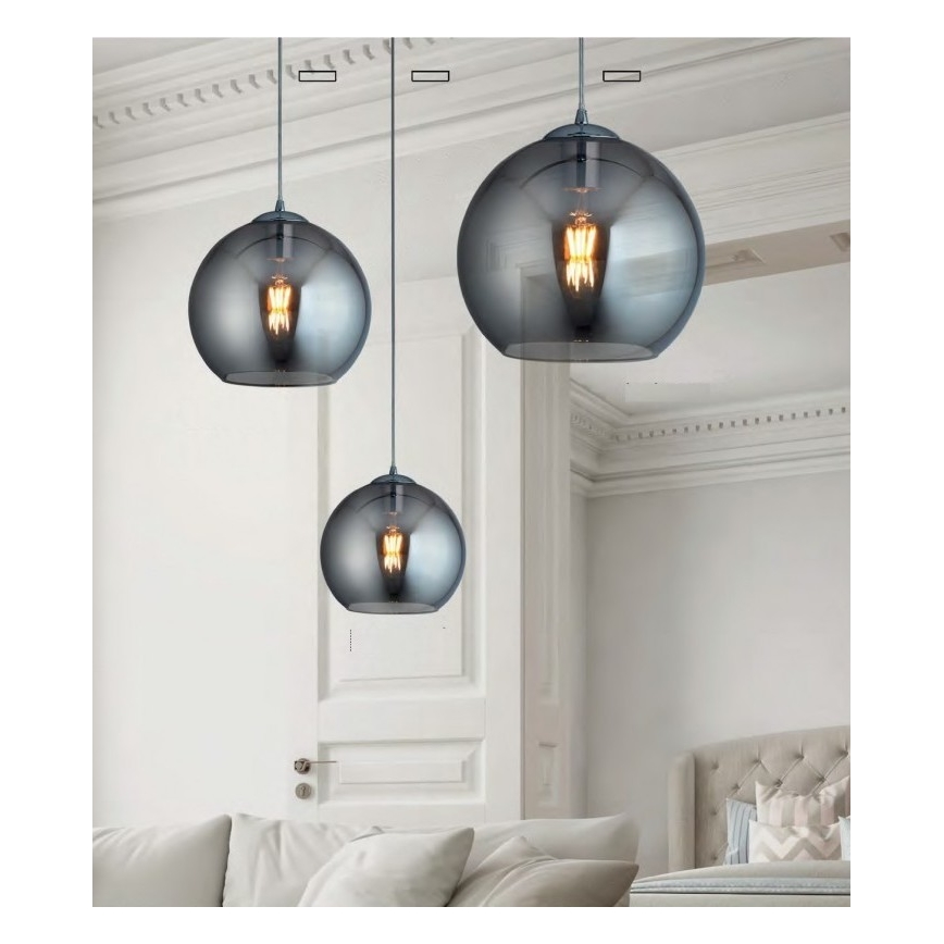 Searchlight - Lustra ar auklu BALL 1xE27/60W/230V melna