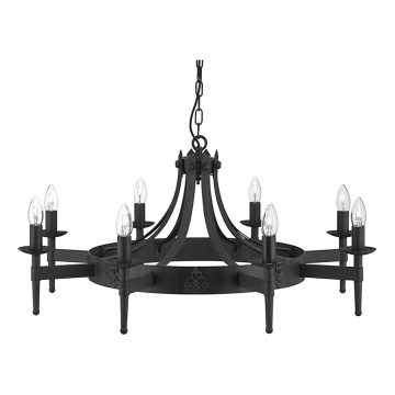 Searchlight - lustra ar ķēdi CARTWHEEL, 8xE14/60W/230V, melna