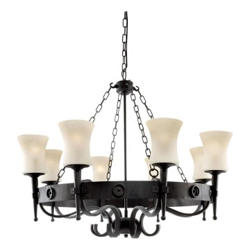 Searchlight - Lustra ar ķēdi CARTWHEEL 8xE27/60W/230V melna