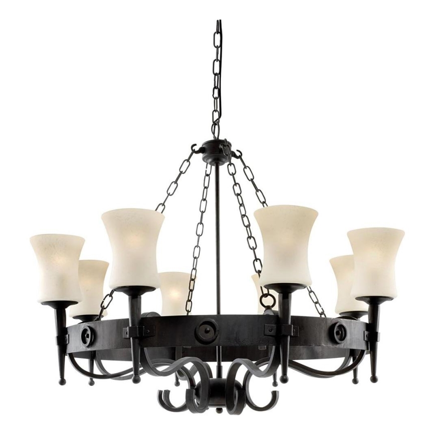 Searchlight - Lustra ar ķēdi CARTWHEEL 8xE27/60W/230V melna