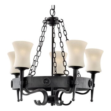 Searchlight - Lustra uz ķēdes CARTWHEEL 5xE27/60W/230V melna