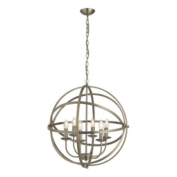 Searchlight - Lustra uz ķēdes ORBIT 6xE14/60W/230V misiņš